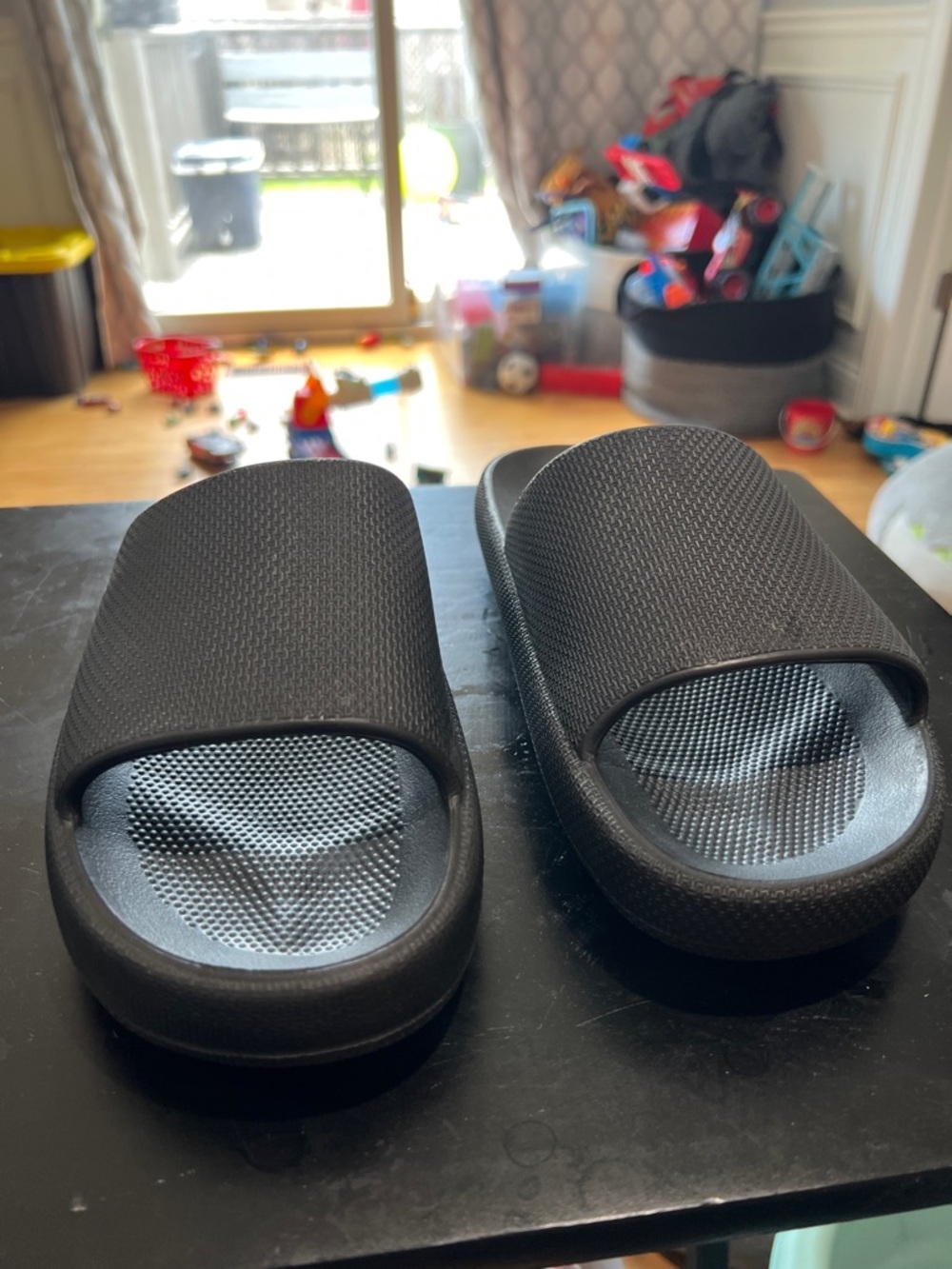 PINK Victoria's Secret Black Slide Slippers